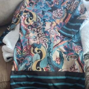 MELY Colorful Paisley 3/4 Sleeve Dress/ Tunic Futs S TO M